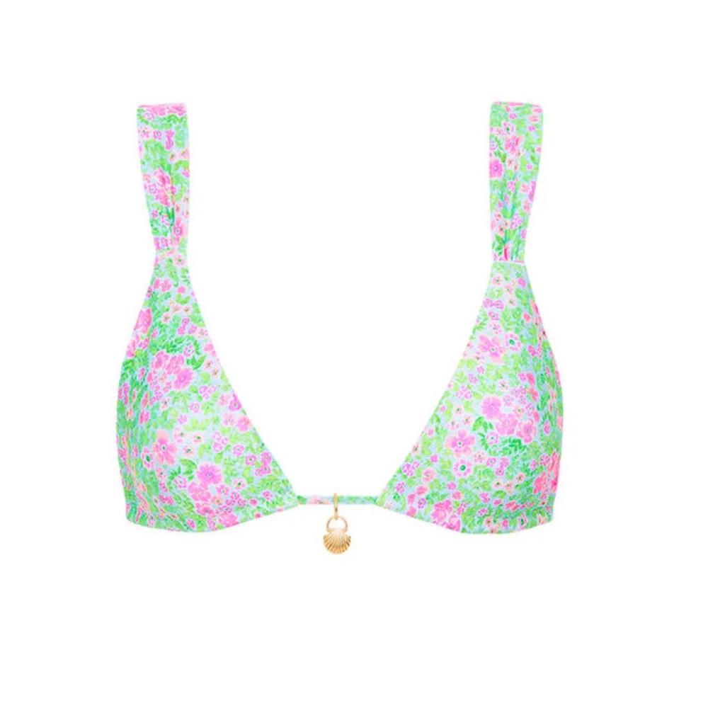 Kulani Kinis Green and Pink Floral Bikini Top